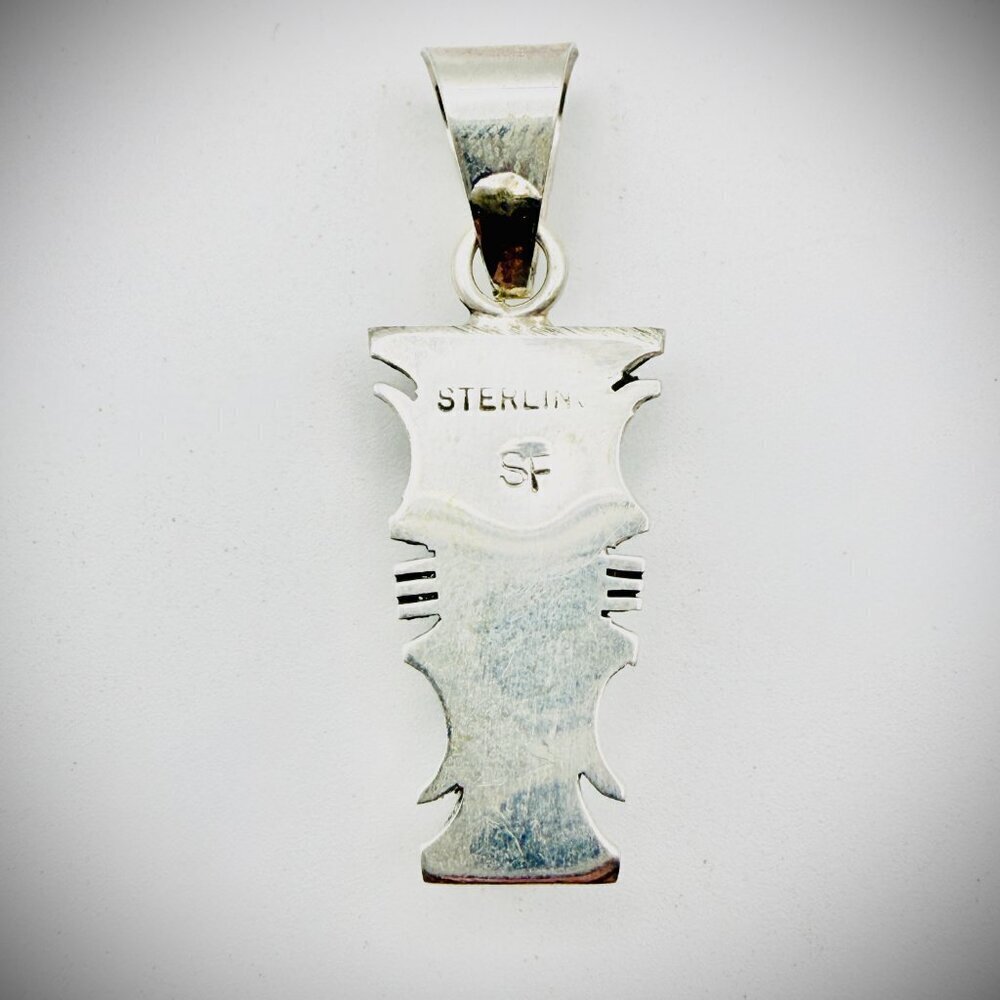 Steve Francisco SF Navajo Sterling Turquoise Inlay Pendant - Picture 3 of 4